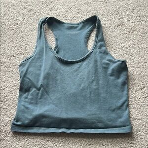 Amazon Blue Sleeveless Fitted Crop Tank Top